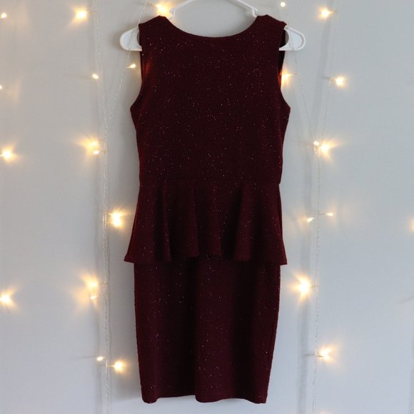 Sparkly Backless Fitted Burgundy Dress | 090 - Picture 1 of 6